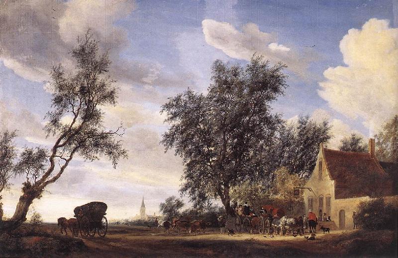 RUYSDAEL, Salomon van Halt at an Inn af